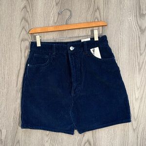 Zara High Rise Corduroy Mini Skirt, Navy Blue